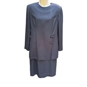 Vintage Leslie Fay Black Shift Knee Length Dress Shoulder Pads Womens Size 10